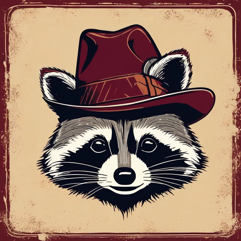 Vintage Raccoon - Retro Metal Wall Art