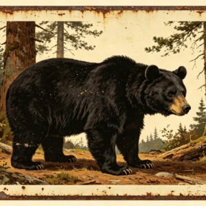 Black Bear Forest - Vintage Wildlife Art