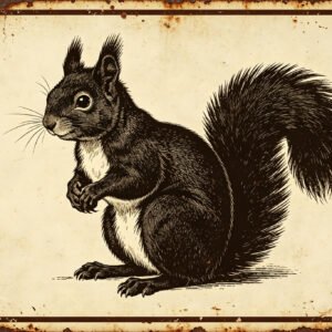 Black Squirrel - Vintage Wildlife Art