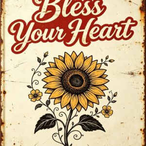 Bless Your Heart Vintage Sunflower Tin Sign