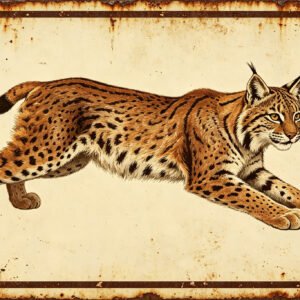 Bobcat Pounce - Vintage Wildlife Art