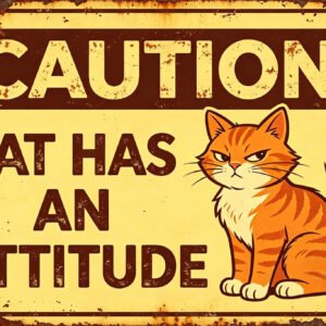 Caution: Cat Has An Attitude - Funny Cat Sign