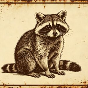 Curious Raccoon - Vintage Wildlife Metal Art