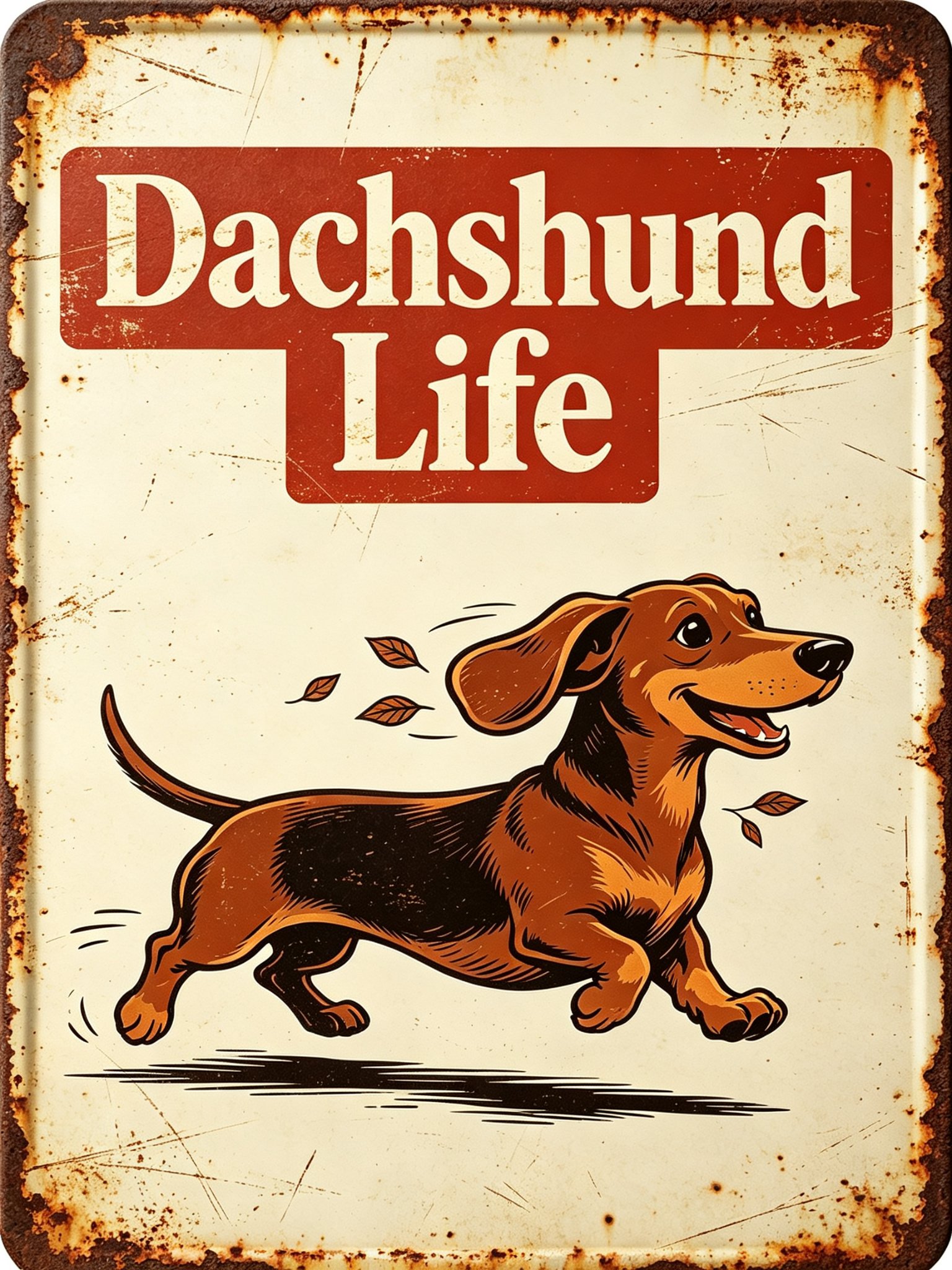 Dachshund Life Vintage Wiener Dog Tin Sign