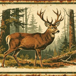 Deer With Antlers - Vintage Wildlife Art