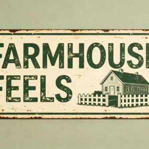 Farmhouse Feels - White Fence Sign