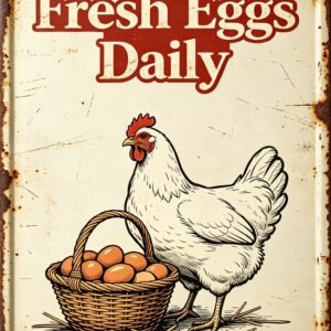 Fresh Eggs Daily Vintage Tin Sign