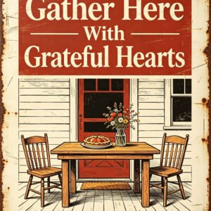 Gather Here With Grateful Hearts Vintage Porch Tin Sign