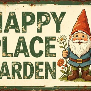 Happy Place Garden - Gnome Flowers Sign
