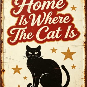 Home Is Where The Cat Is Vintage Tin Sign