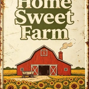 Home Sweet Farm Barn Sunflower Vintage Tin Sign