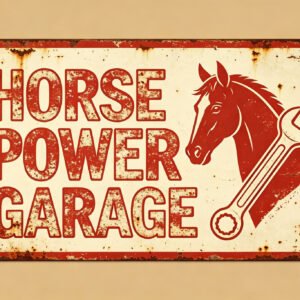 Horse Power Garage - Horse Wrench Sign