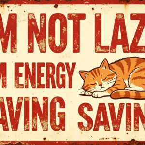 Im Not Lazy Im Energy Saving - Napping Cat Sign