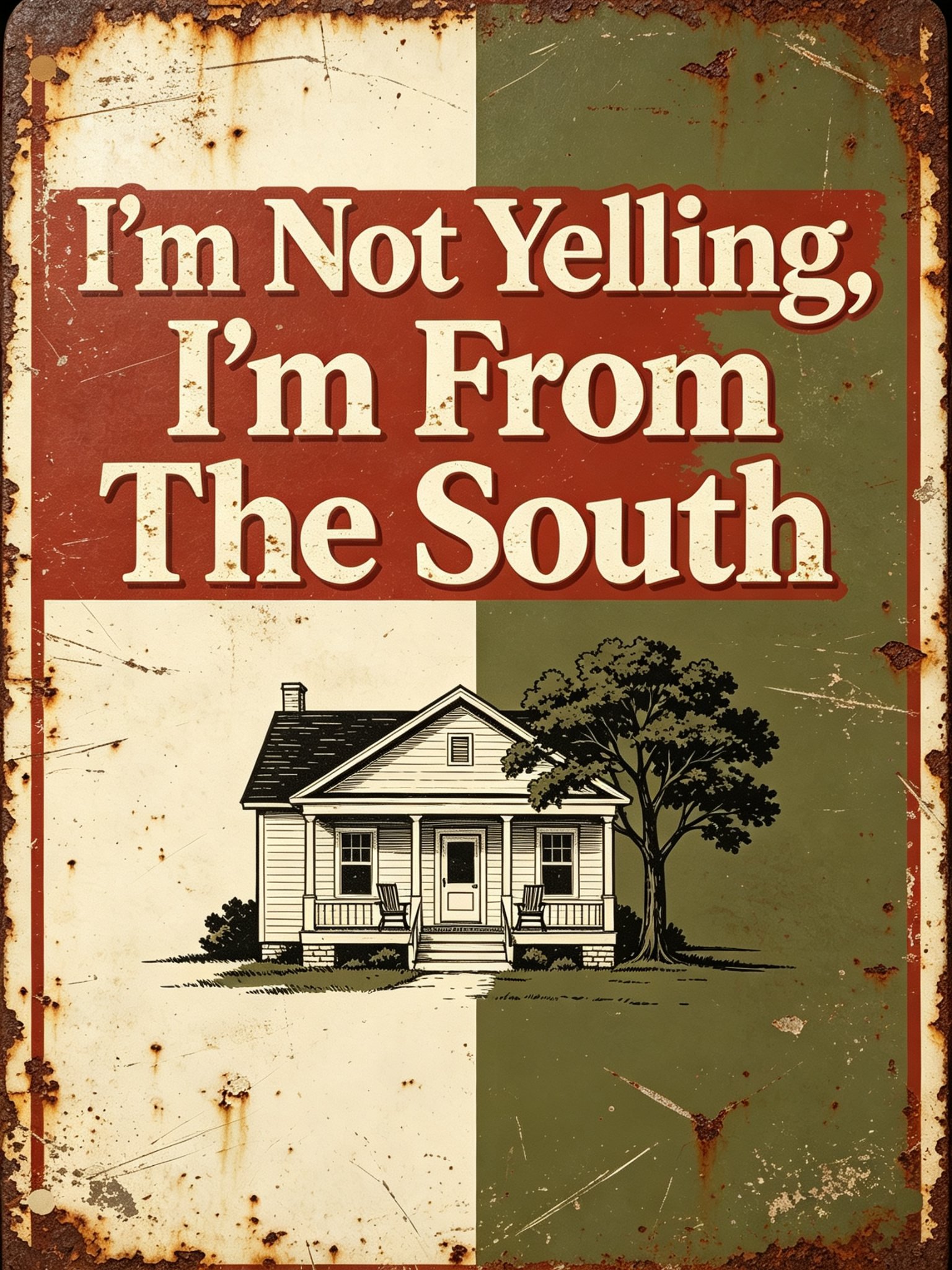 I'm Not Yelling, I'm From The South Vintage Tin Sign