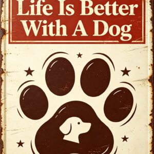 Life Is Better With A Dog Paw Print Vintage Tin Sign