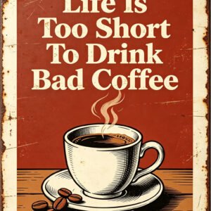 Life Is Too Short To Drink Bad Coffee Vintage Tin Sign