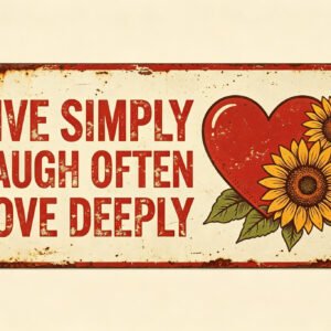 Live Simply Laugh Often Love Deeply - Heart Sign