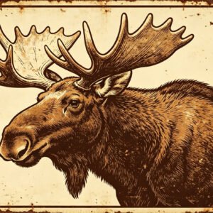 Moose With Antlers - Vintage Wildlife Art
