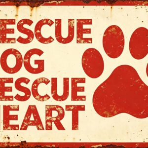 Rescue Dog Rescue Heart - Paw Print Sign