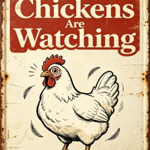 The Chickens Are Watching Funny Chicken Tin Sign