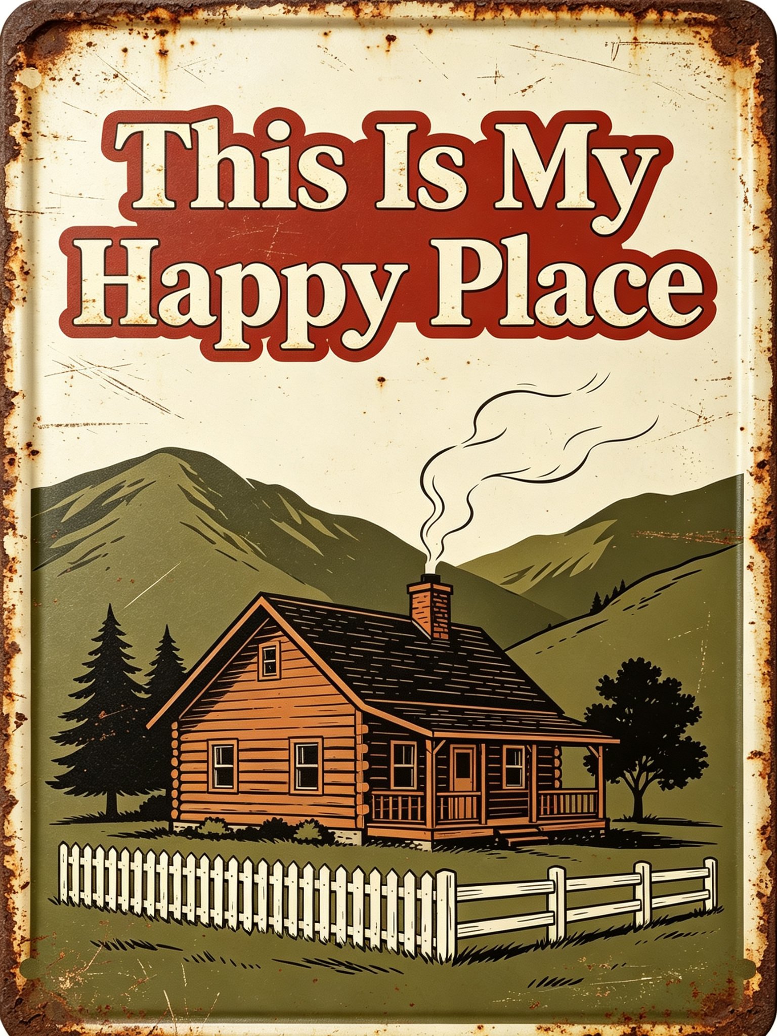 This Is My Happy Place Cabin Vintage Tin Sign