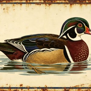 Wood Duck On Water - Vintage Wildlife Art